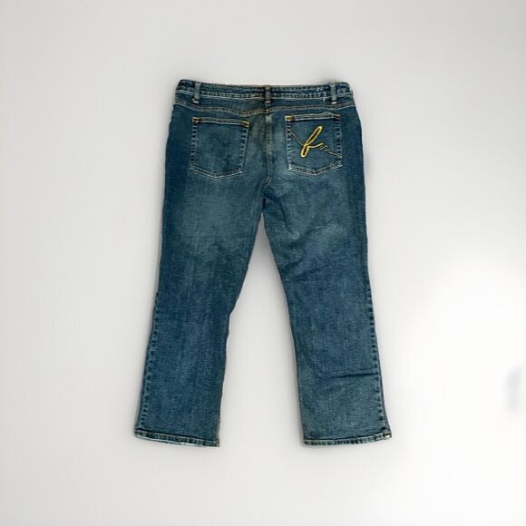 Bisou Bisou Jeans Women's 18 Blue Straight Leg Mid Rise Medium Wash Denim Pants - Picture 2 of 5